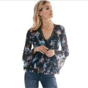 🌈 White House Black Market Floral Sheer Blouse